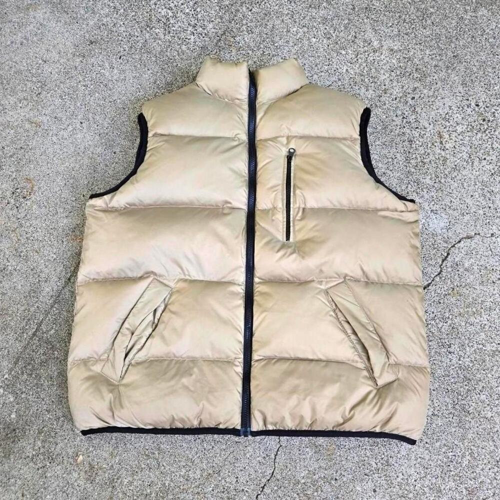 Vtg Y2k OLD NAVY Cargo Pocket Outdoors Reversible Puffer Vest Gold Burgundy L